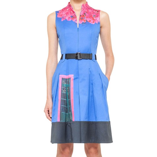 Akris casa azul print pleated - azul,
